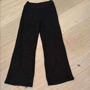 Black Glitter Wide-Leg Pants